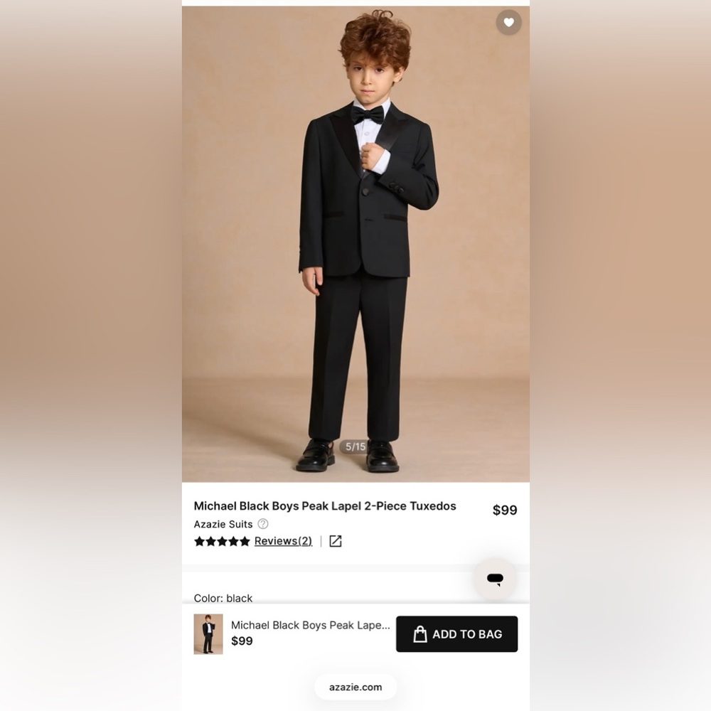 Azazie Classic Black Boys Tuxedo